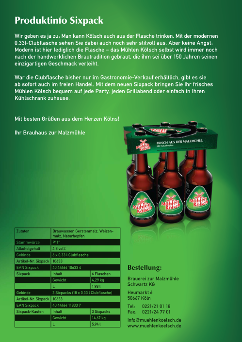 Mühlen Kölsch Ausstattung Design Dreieck