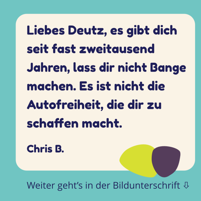 Statement für die Autofreie Deutzer Freiheit