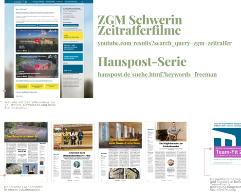Übersicht einiger Arbeitsbeispiele zu Baustellenkameras und Stadtmagazin-Serie