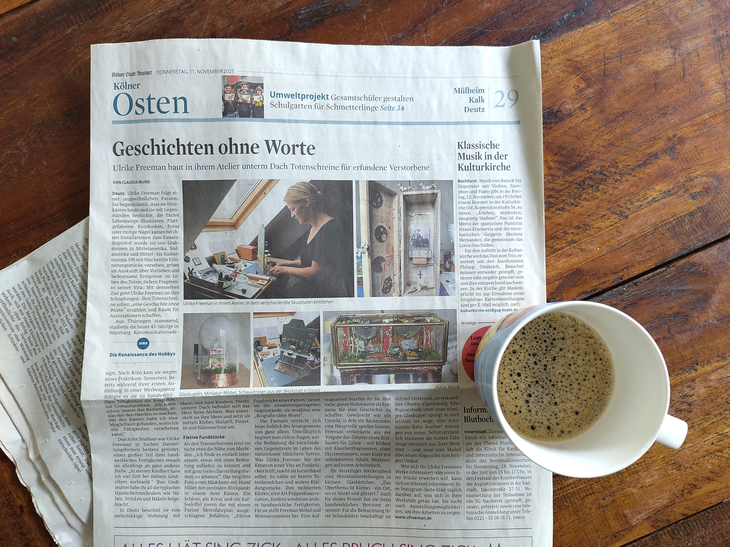 Zeitung mit dem Artikel "Geschichten ohne Worte" Zeitung mit einem Artikel "Geschichten ohne Worte" im ksta